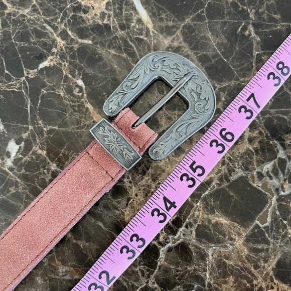 Free People Wildwood Suede Leather Western Etched Buckle Belt XS/S - Picture 13 of 16